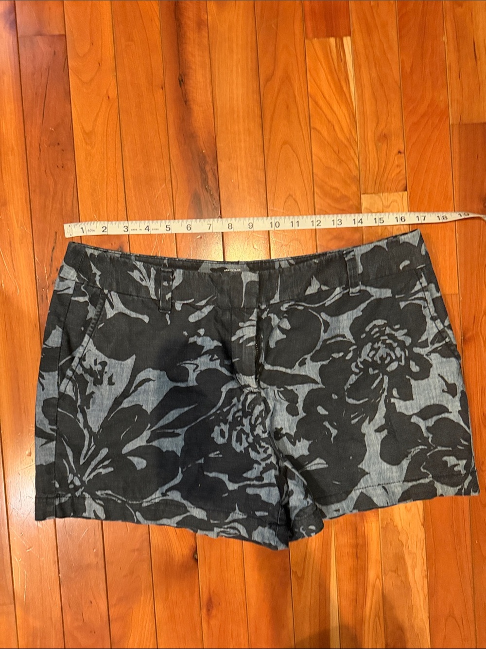 LOFT dark blue and Light blue Floral denim Shorts